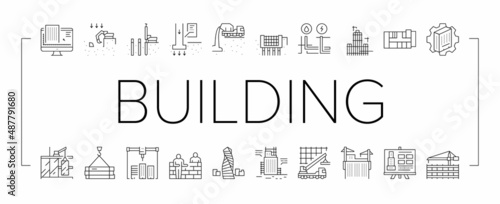 Building Construction Collection Icons Set Vector .