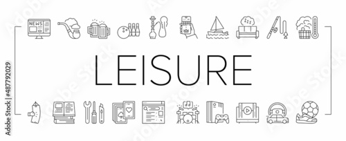 Mens Leisure Time Collection Icons Set Vector .