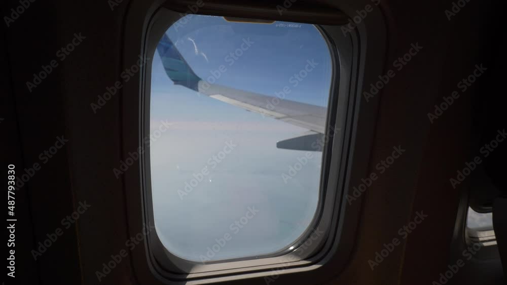 sunny day travel time aircraft window frame pov panorama 4k indonesia sunny day travel time aircraft window frame pov panorama 4k indonesia