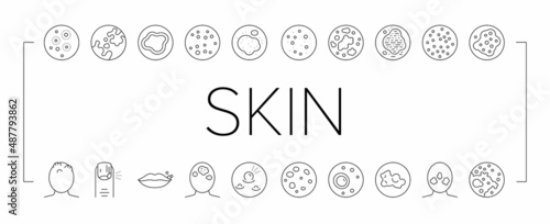 Skin Disease Symptom Collection Icons Set Vector .