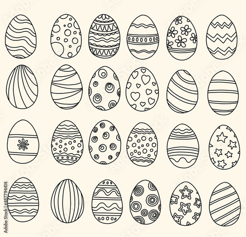 Easter egg doodle freehand drawing collection.