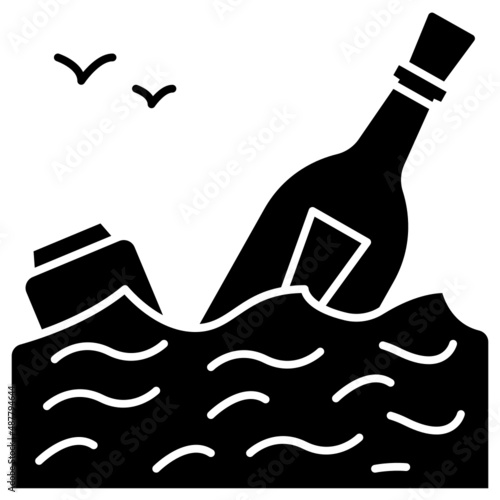 message in a bottle solid icon