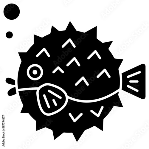 puffer fish solid icon