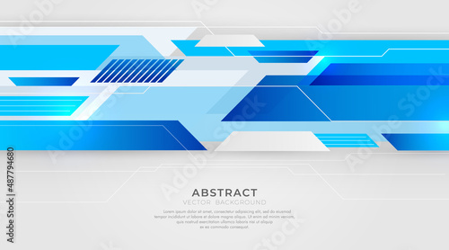 Blue geometric motion technology digital hi tech background. Bright modern abstract vector design ideal for banner, web sites, promotion, ad, social media, Vector illustration