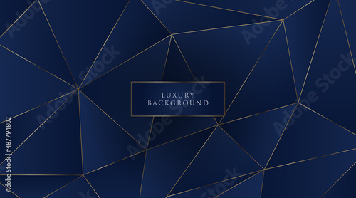 Luxury gold line background. Abstract polygonal pattern with dark blue background. Premium style for poster, cover, print, banner. Vector illustration