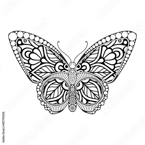 vector butterfly black and white element line art print design