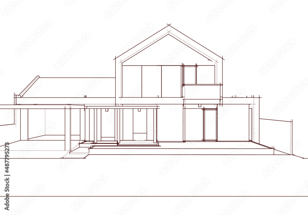 architectural sketch of a building architectural sketch of a building