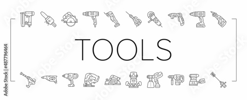 Tools For Building And Repair Icons Set Vector .