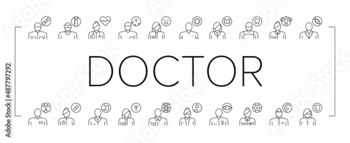 Medical Speciality Collection Icons Set Black Vector .