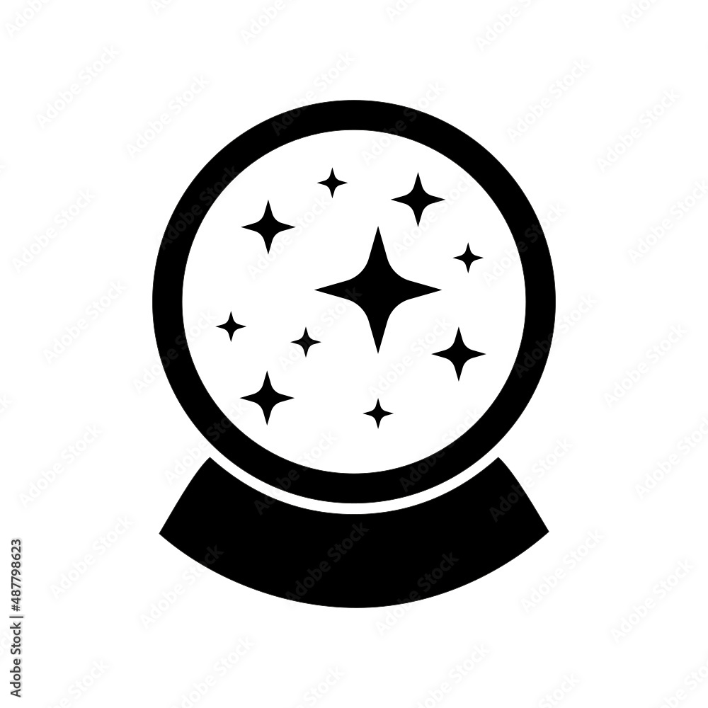 Witch Ball with Stars Icon. Magical occult element in graphic style. Hand drawn magic Logo. Sorceress collection. Sacred mysterious art Witch Ball with Stars Icon. Magical occult element in graphic style. Hand drawn magic Logo. Sorceress collection. Sacred mysterious art