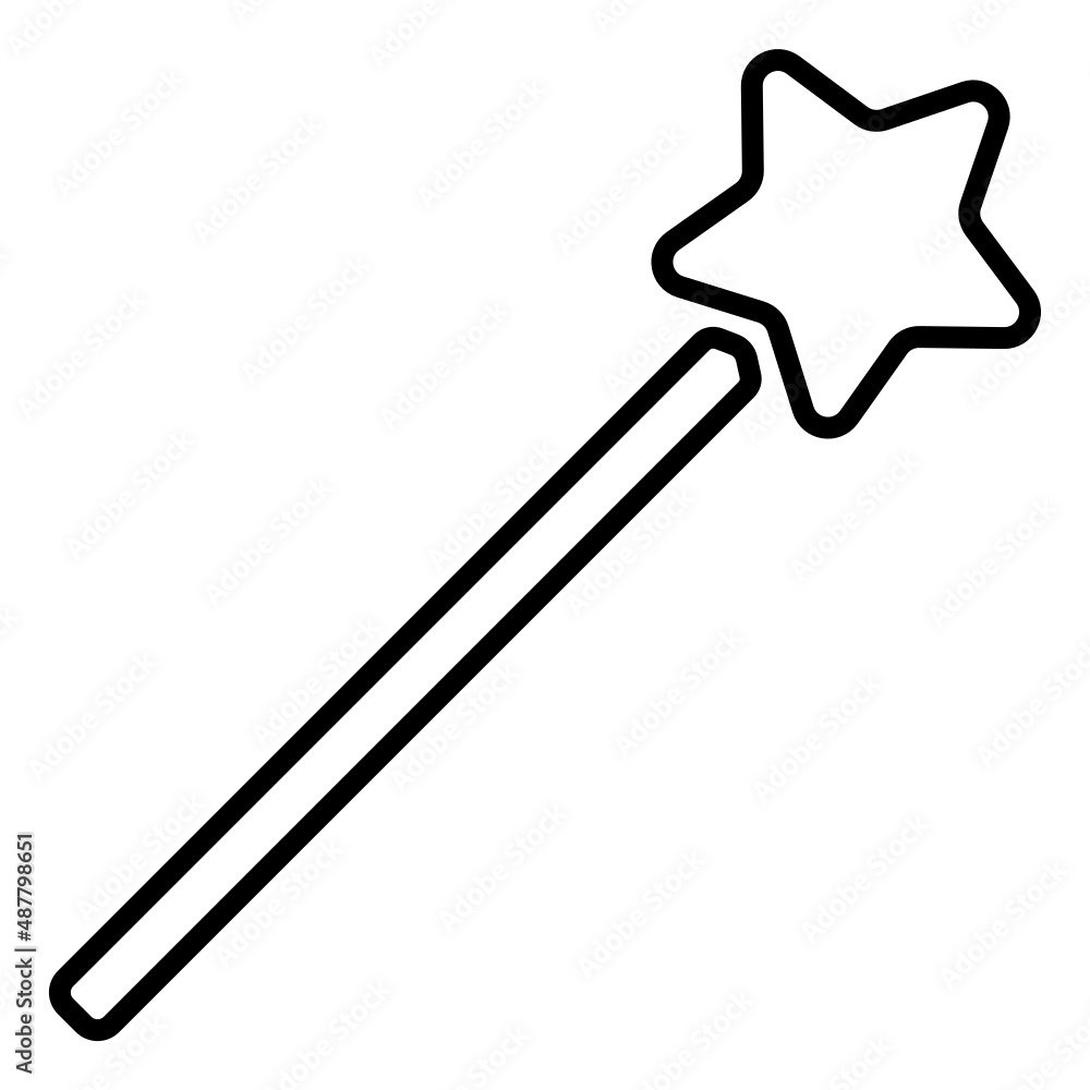 Vector Magical Stick with Sparkle Silhouette (Wand). Simple Minimalistic Magic Wand Icon Vector Magical Stick with Sparkle Silhouette (Wand). Simple Minimalistic Magic Wand Icon