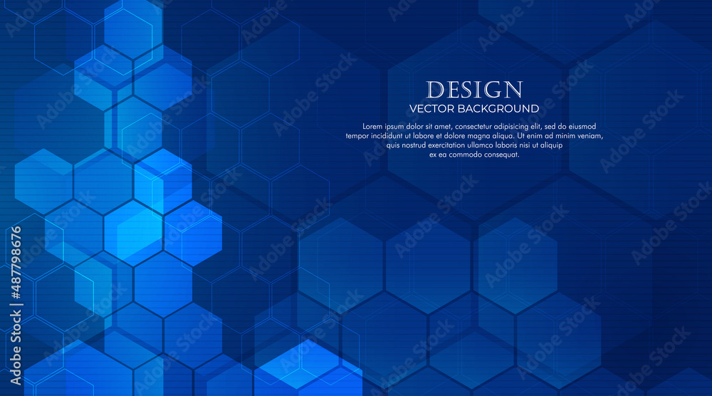 Vector blue hexagons pattern concept. Geometric abstract background with simple hexagonal elements. Medical, technology or science design. Vector illustration Vector blue hexagons pattern concept. Geometric abstract background with simple hexagonal elements. Medical, technology or science design. Vector illustration