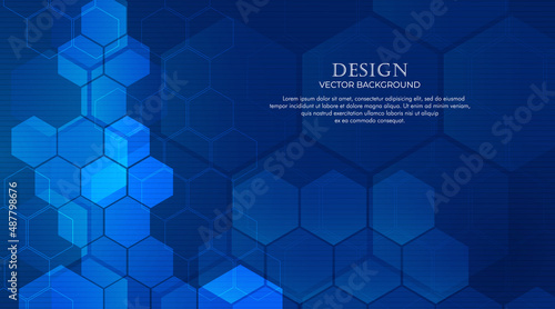 Vector blue hexagons pattern concept. Geometric abstract background with simple hexagonal elements. Medical, technology or science design. Vector illustration