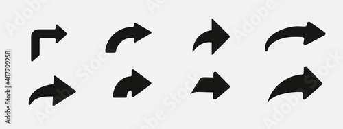 Collection different Arrows on flat style Set of black vector arrows. Arrows icon. Arrow vector icon. Arrows vector collection