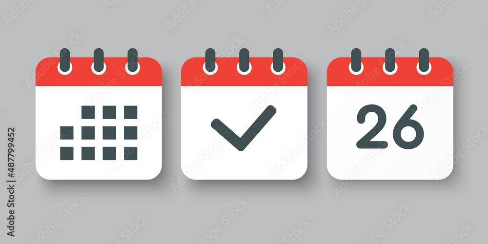 Vector icon page calendar number 26, done, agenda Vector icon page calendar number 26, done, agenda
