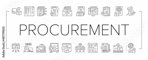 Procurement Process Collection Icons Set Vector .
