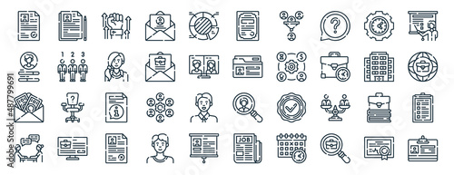 Canvastavla set of 40 outline web recruitment icons such as cv, skills, salary, interview, o