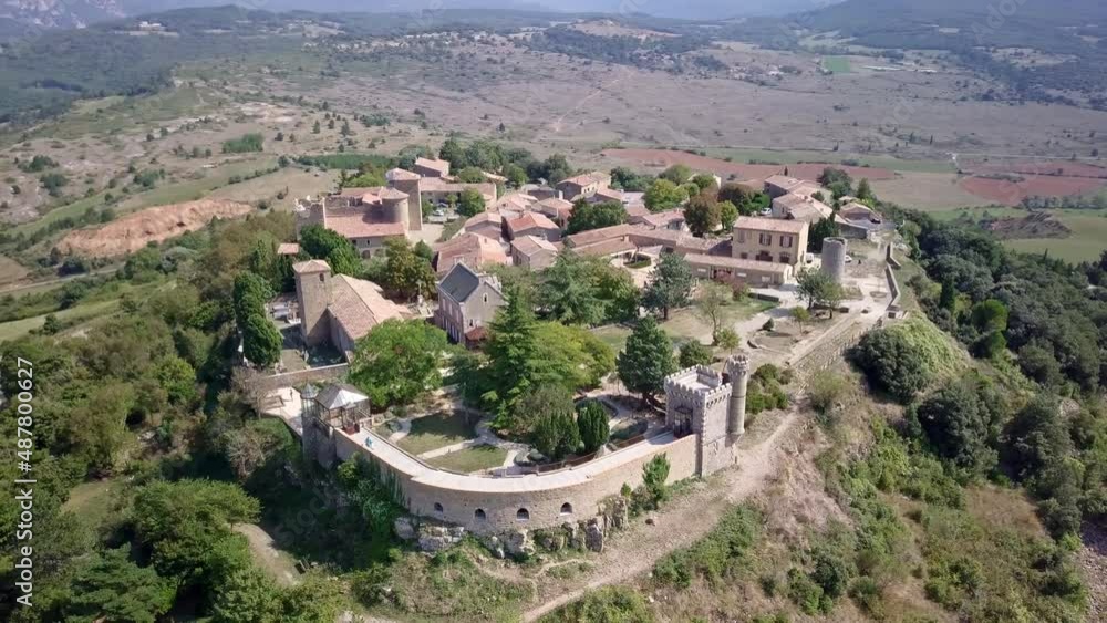 Aerial view of Rennes le Chateau, Aude, France