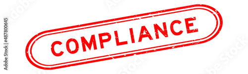 Grunge red compliance word rubber seal stamp on white background