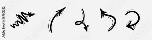 Set of hand-drawn arrows isolated on white background