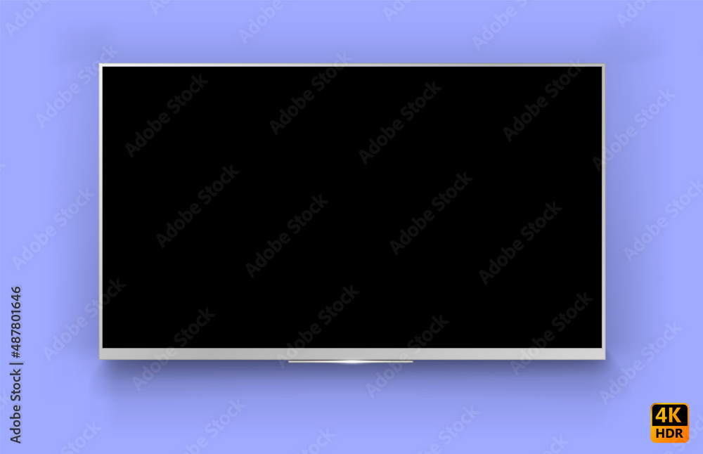 Realistic TV screen on a isolated baskgound. 3d blank led monitor. Smart TV Mockup wide flatscreen monitor hanging on the wall Realistic TV screen on a isolated baskgound. 3d blank led monitor. Smart TV Mockup wide flatscreen monitor hanging on the wall