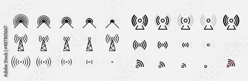 Stampa su tela Vector set of radio tower symbols