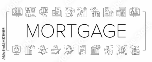 Mortgage Real Estate Collection Icons Set Vector .