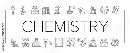 Chemistry Laboratory Collection Icons Set Vector Illustration .