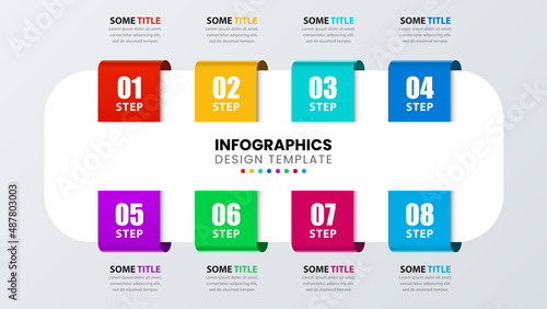 Infographic template with 8 options or steps
