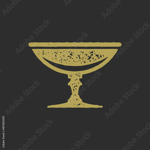 Golden antique goblet vessel decorative grunge texture design vector illustration