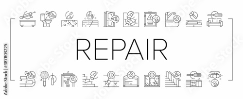 Home Repair Occupation Collection Icons Set Vector .