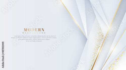 Modern gold white geometric background with luxury abstract golden and grey lines. Luxury decoration golden pattern, halftone gradients. You can use for ad, poster, template, cover, banner.