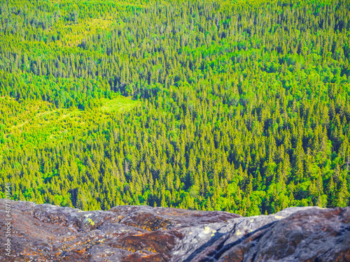 Hydalen panorama view from top of Hydnefossen waterfall Norway Hemsedal. photo