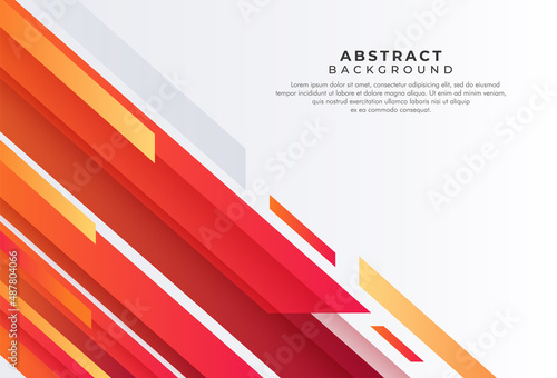 Abstract red and orange geometric pattern background. Trendy minimal design, straight lines and blocks. Geometric  simple overlap on white. Blank space for text.