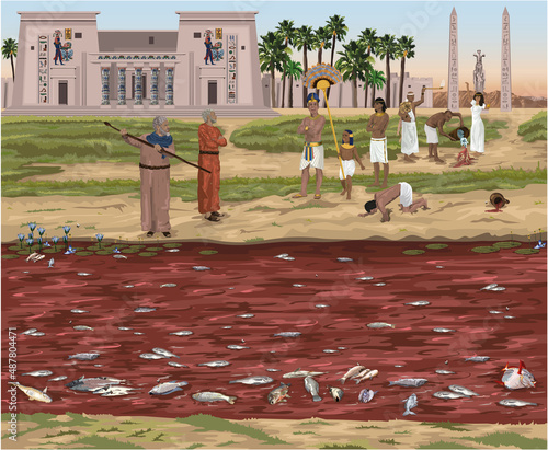The first Egyptian Plague: Waters Become Blood as in Exodus 7 photo