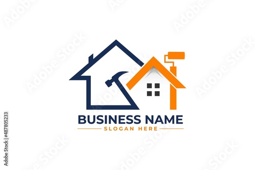 home repair, roofing, remodeling, handyman, home renovation, decor logo