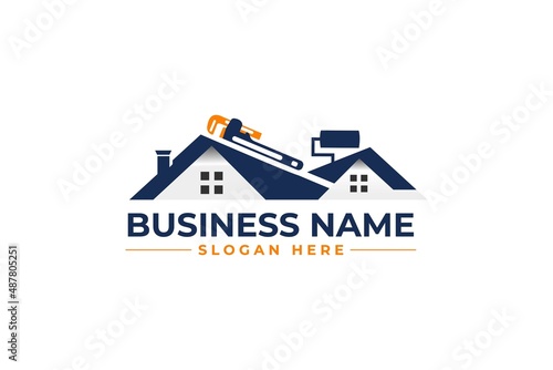 home repair, roofing, remodeling, handyman, home renovation, decor logo