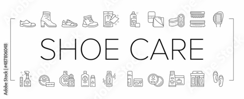 Shoe Care Accessories Collection Icons Set Vector .