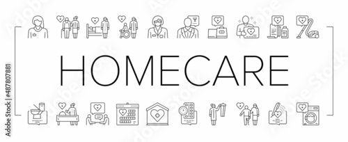 Homecare Services Collection Icons Set Vector .
