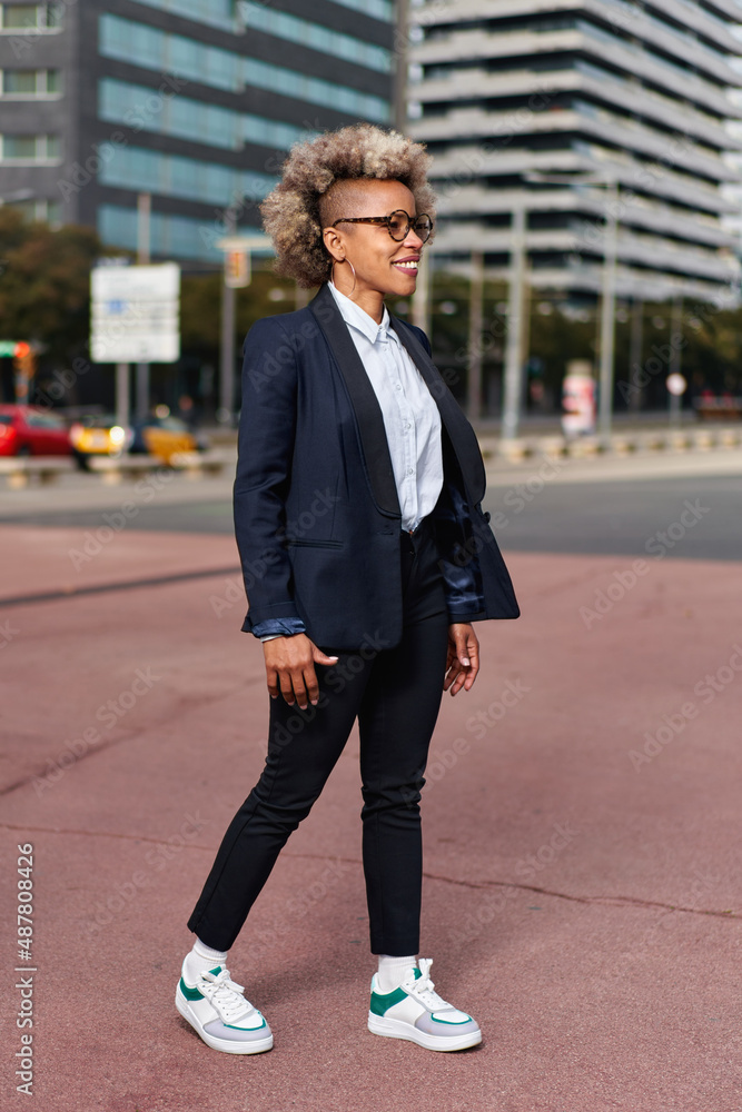 African American businesswoman portrait at city