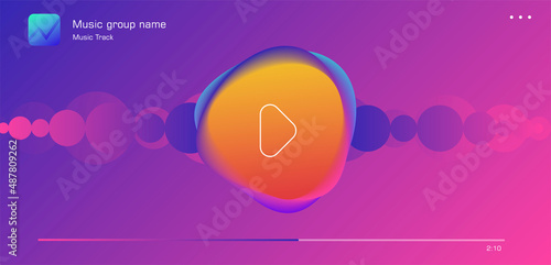Music streaming mobile app design. Generic and fictional user interface with abstract song album cover in pink colors