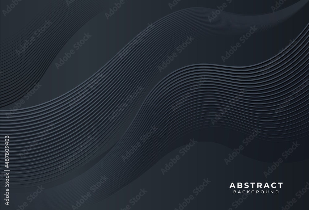 Modern abstract line curve on dark background. Minimal graphic composition with stripes lines. Simple wave Line design. Suit for cover, poster, advertising, banner, website, book. Vector illustration Modern abstract line curve on dark background. Minimal graphic composition with stripes lines. Simple wave Line design. Suit for cover, poster, advertising, banner, website, book. Vector illustration