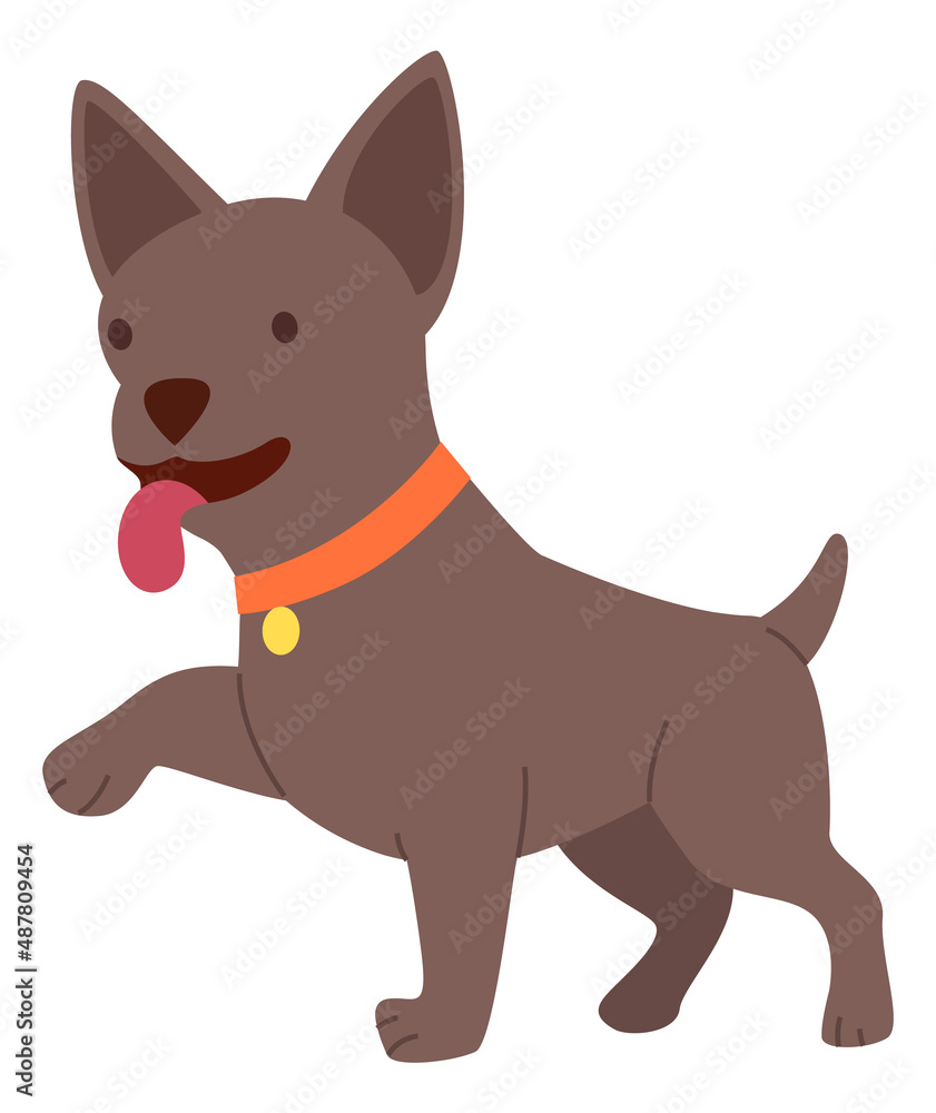 Cute puppy in collar. Friendly dog with tongue out Cute puppy in collar. Friendly dog with tongue out