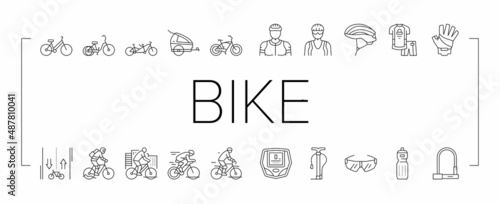 Bike Transport And Accessories Icons Set Vector .