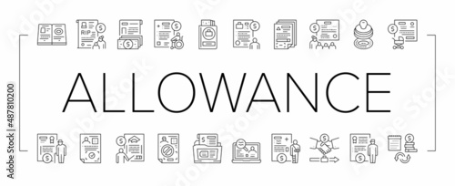 Allowance Finance Help Collection Icons Set Vector .