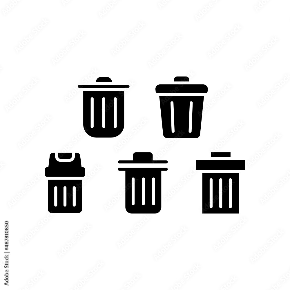 Trash set icon isolated on white background