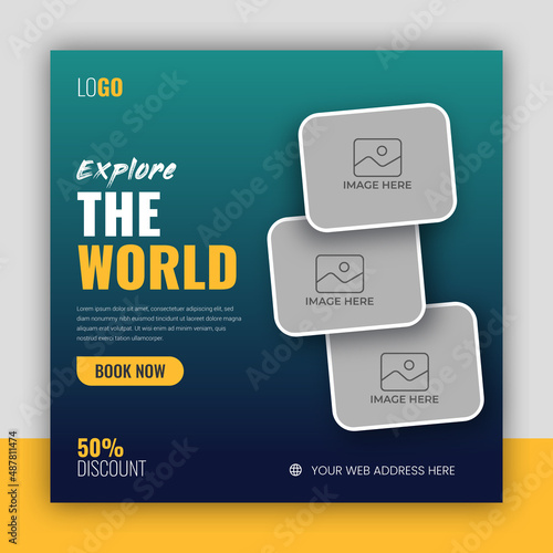Holiday package social media post template for travel agency