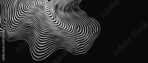 Valokuva Modern abstract wave lines on black background. Vector EPS 10