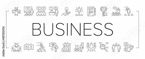 Business Situations Collection Icons Set Black Vector .