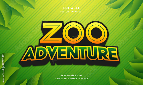 zoo adventure editable text effect template  photo